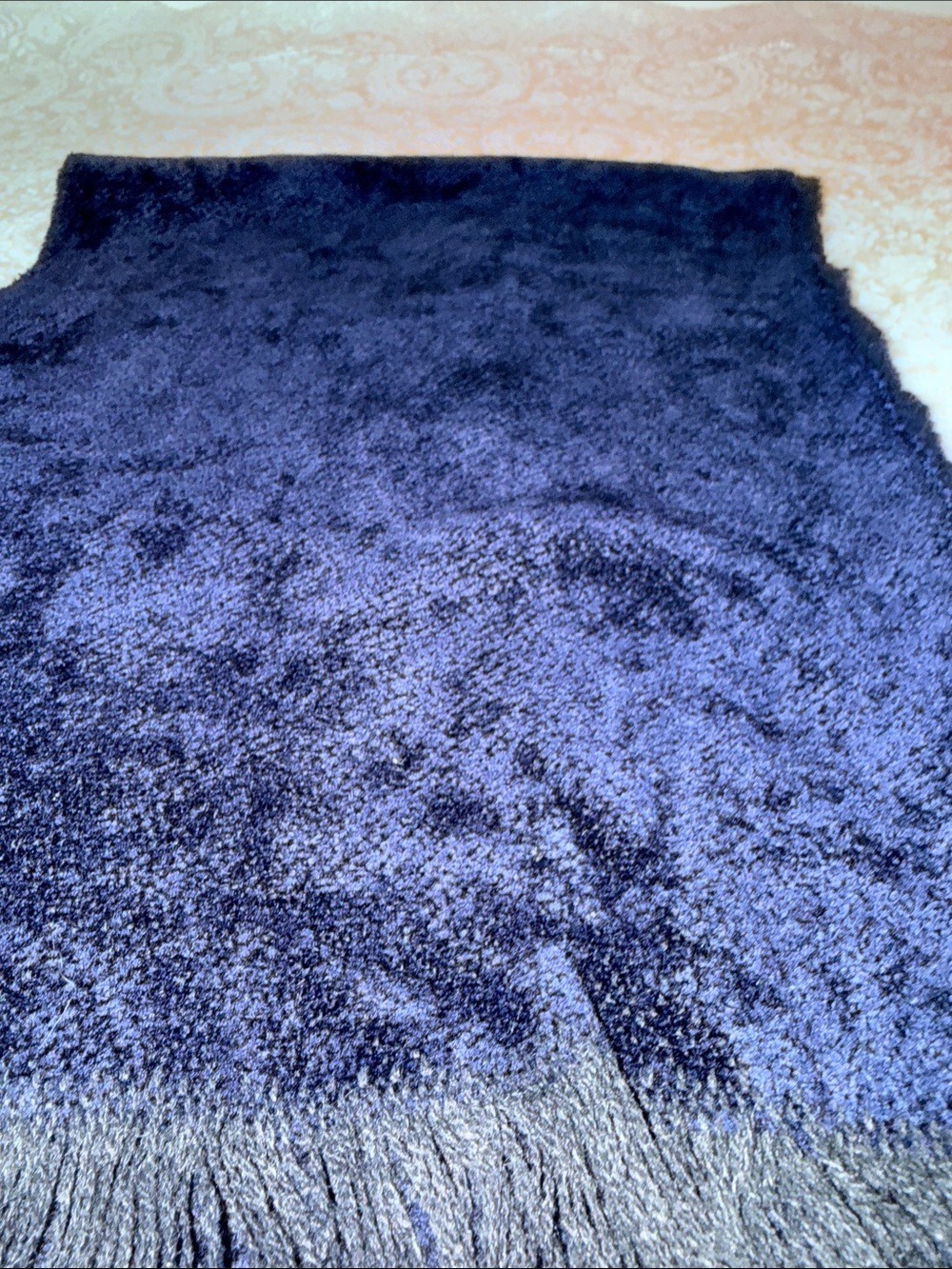 Classic dark blue Fringe Wrap Scarf for Women Italy ๐ฎ๐น made - Picture 7 of 9